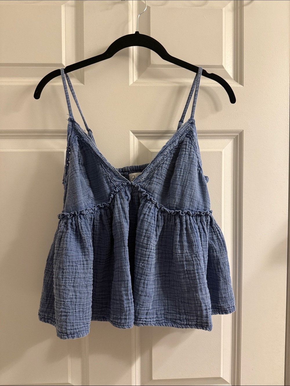 Blue Gauze Peplum Cami Top